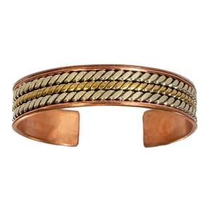Traditional Nepalese Healing Journey Copper Cuff Bracelet Mixed Metal Fair Trade